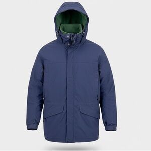 VTG L.L. Bean 3-in-1 System Parka Jacket Mens L Blue Green Polartec Fleece Liner